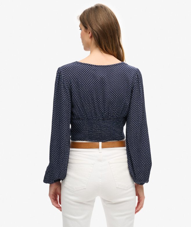 Superdry Long Sleeve Woven Crop Top