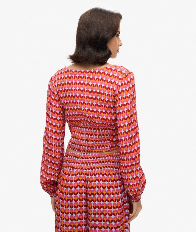 Superdry Long Sleeve Woven Crop Top