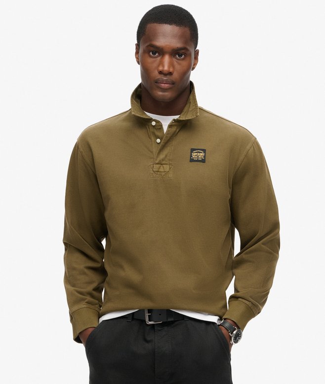 superdry Long Sleeved Contrast Stitch Rugby Shirt