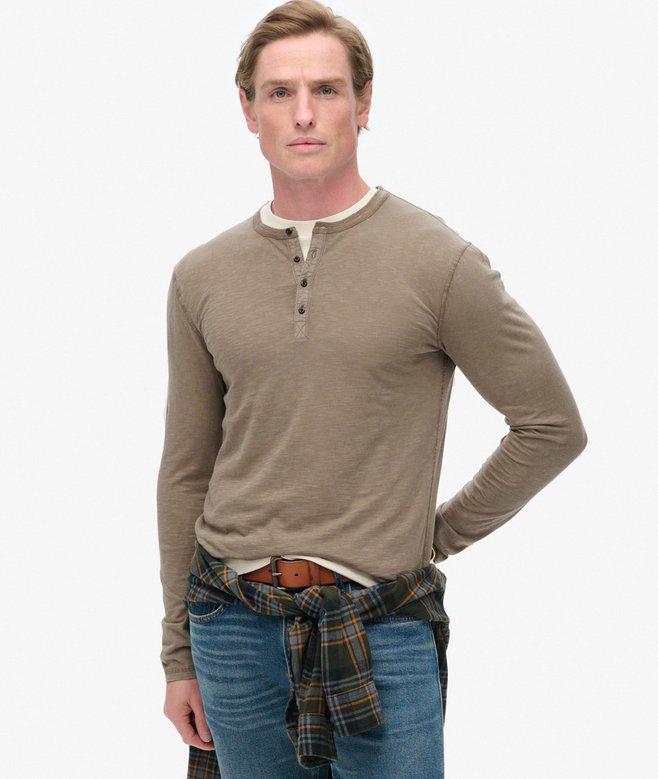 superdry Long Sleeved Jersey Grandad Top