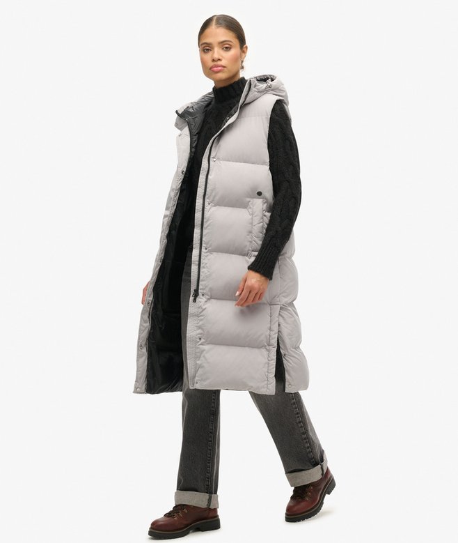 Superdry Longline Hooded Padded Gilet