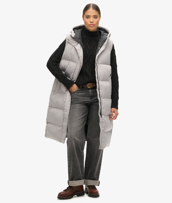 superdry Longline Hooded Padded Gilet