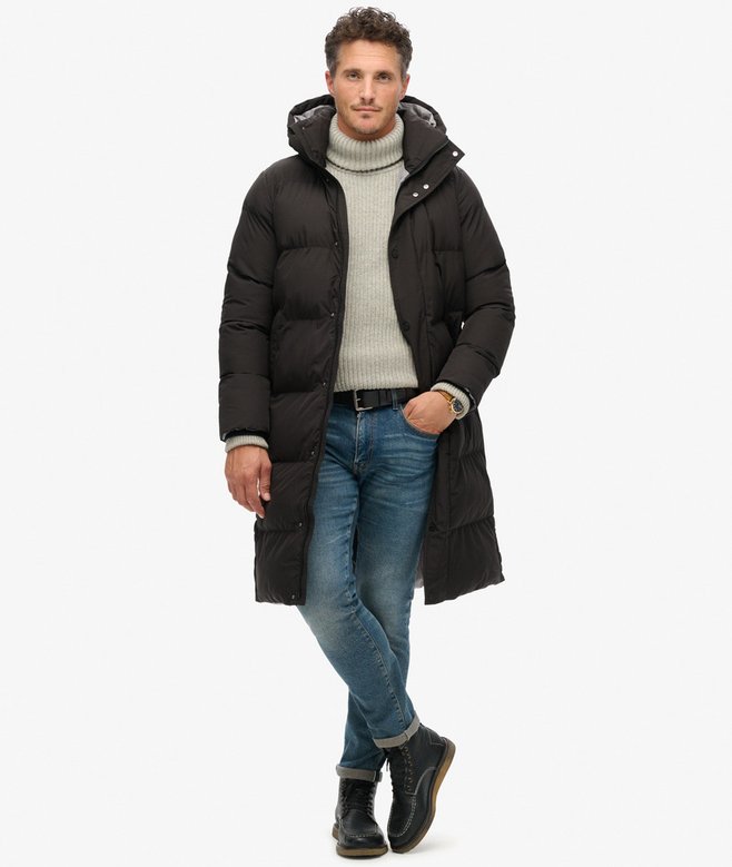 superdry Longline Hooded Puffer Coat