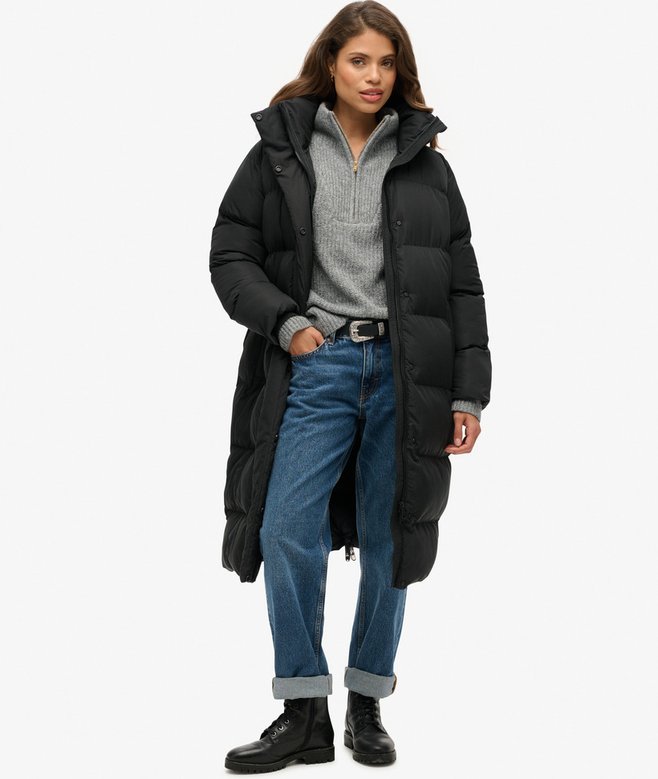 superdry Longline Hooded Puffer Coat