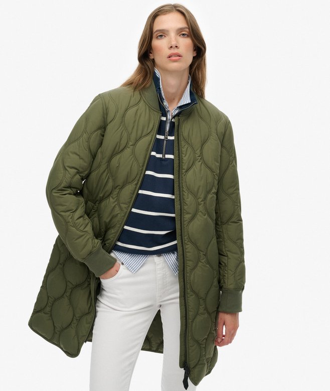 superdry Longline Quilted Liner Jacket