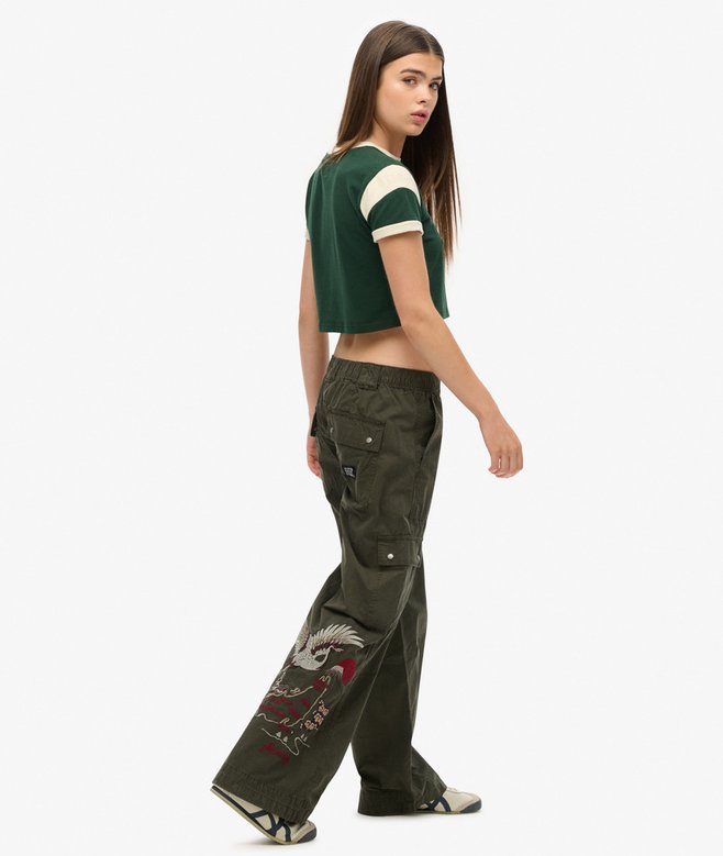 Superdry Low Rise Embroidered Cargo Pants