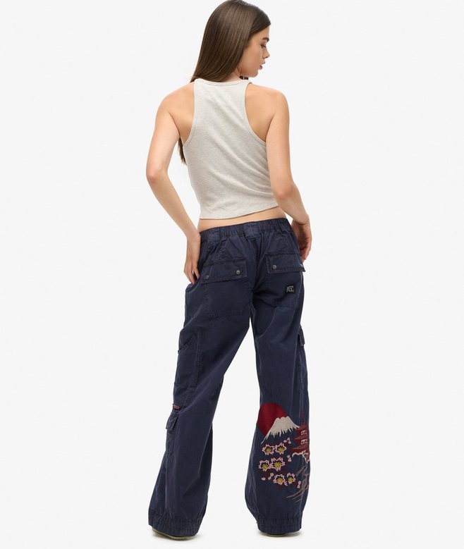 superdry Low Rise Embroidered Cargo Pants