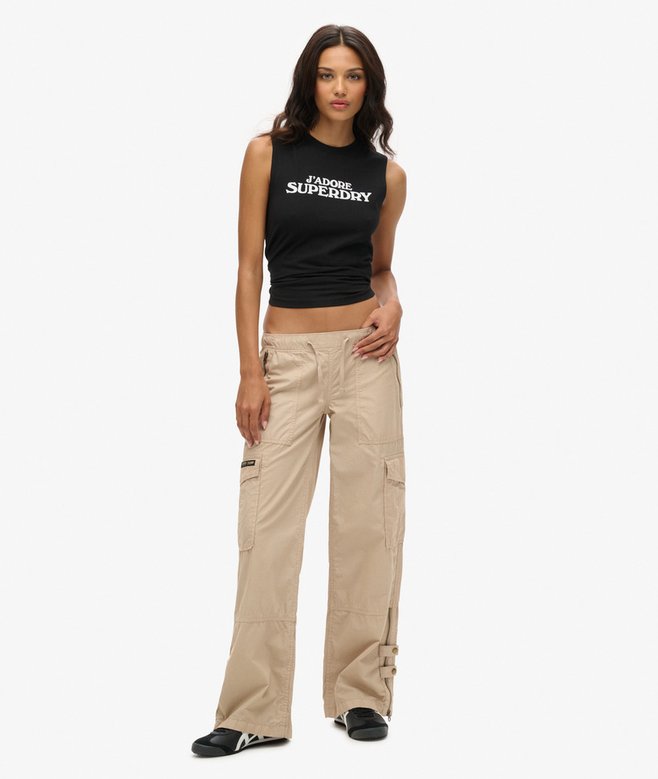 superdry Low Rise Wide Leg Cargo Pants