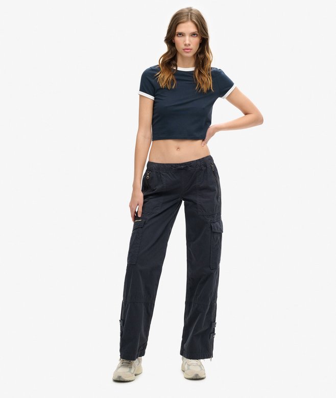 superdry Low Rise Wide Leg Cargo Pants