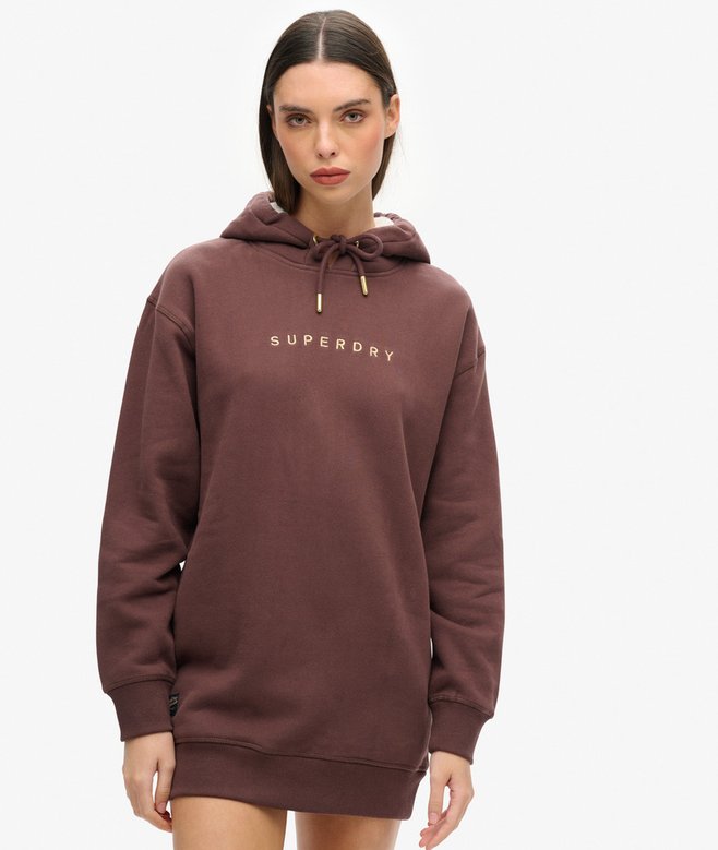 superdry Luxe Metallic Logo Hoodie Dress