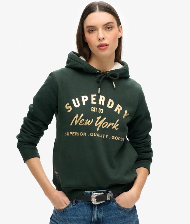 superdry Luxe Metallic Logo Hoodie