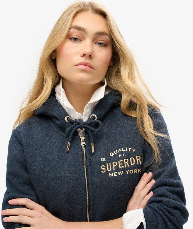 Superdry Luxe Metallic Logo Zip Hoodie