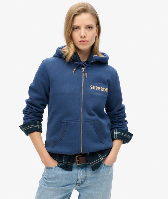 superdry Luxe Metallic Logo Zip Hoodie