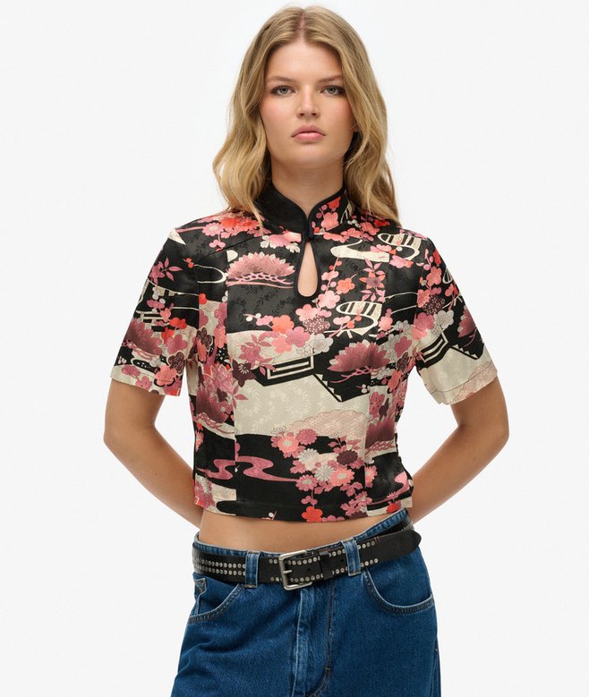 superdry Mandarin Jacquard Top