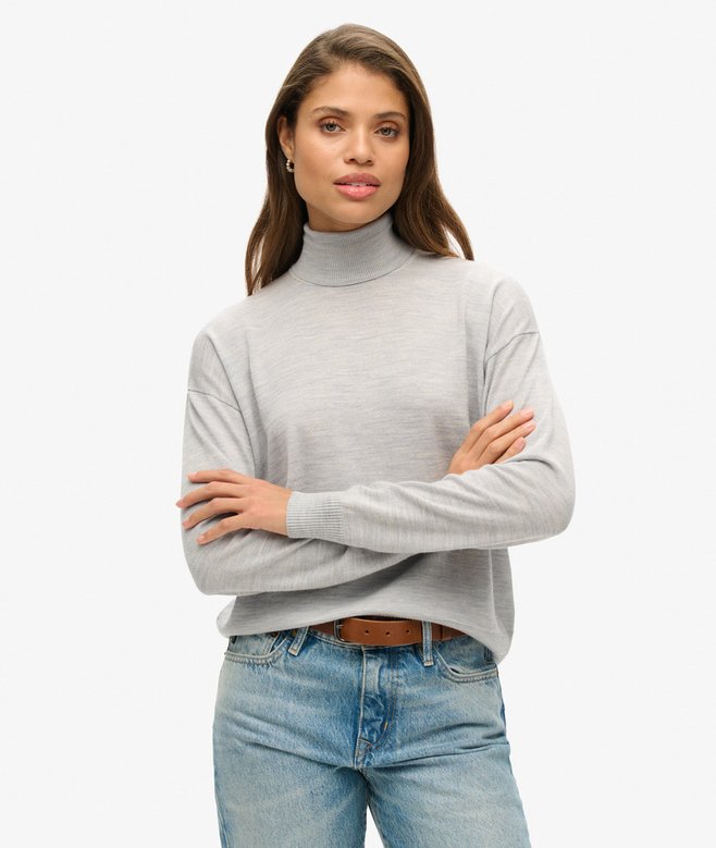 superdry Merino Drop Shoulder Roll Neck Jumper