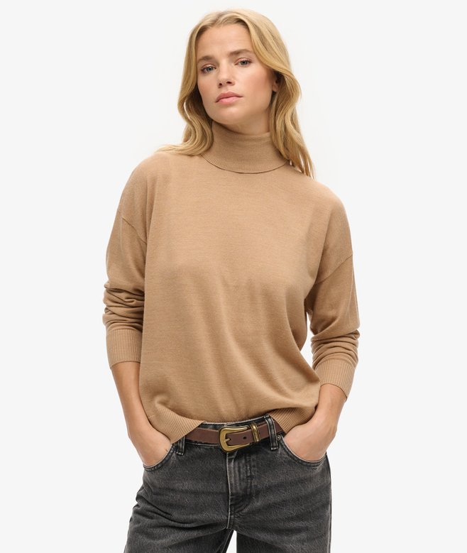 superdry Merino Drop Shoulder Roll Neck Jumper
