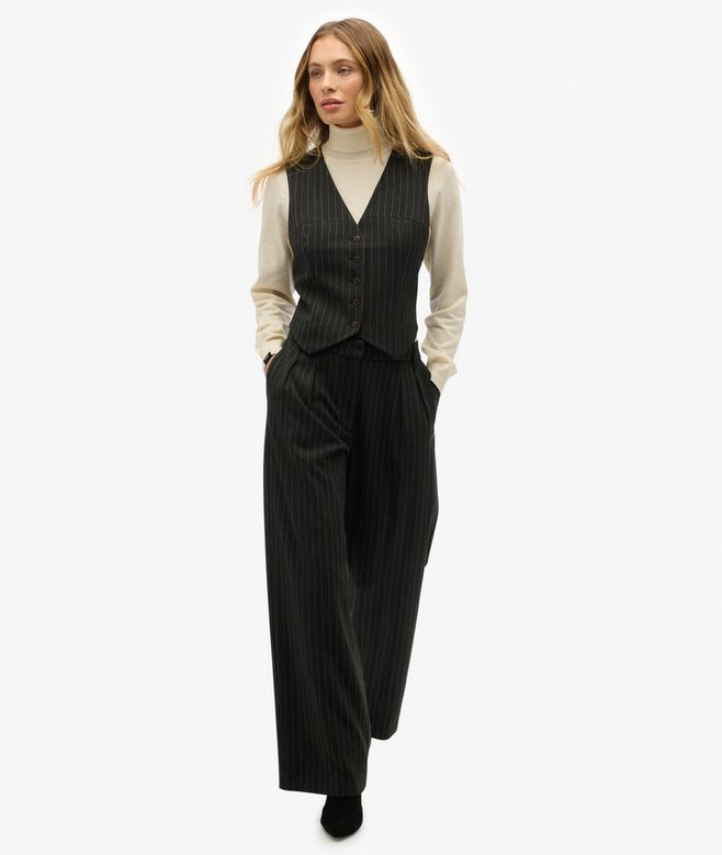 superdry Mid Rise Pinstripe Trousers