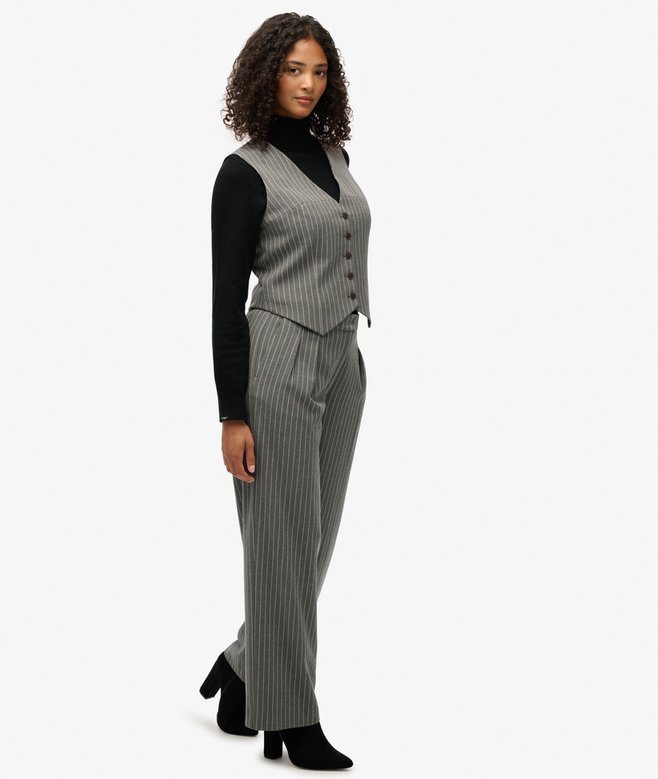 superdry Mid Rise Pinstripe Trousers