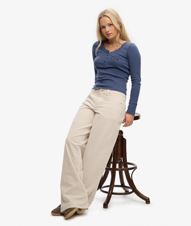 Superdry Mid Waist Baggy Mini Cord Pants