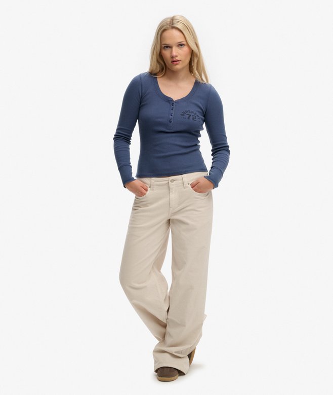 superdry Mid Waist Baggy Mini Cord Pants