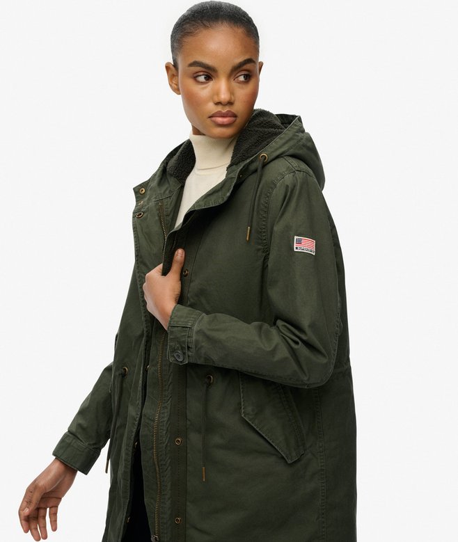 superdry Military Borg Fishtail Parka Coat