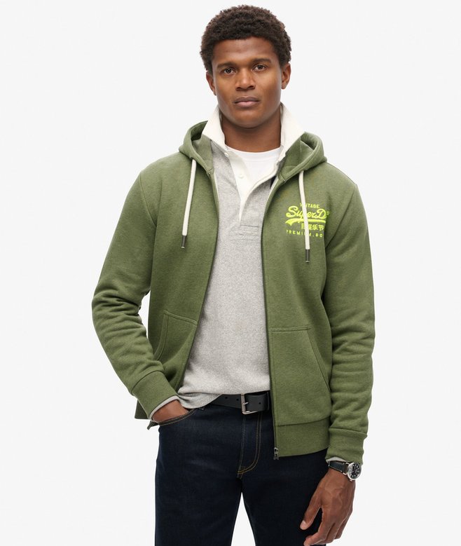 superdry Neon Vintage Logo Graphic Zip Hoodie