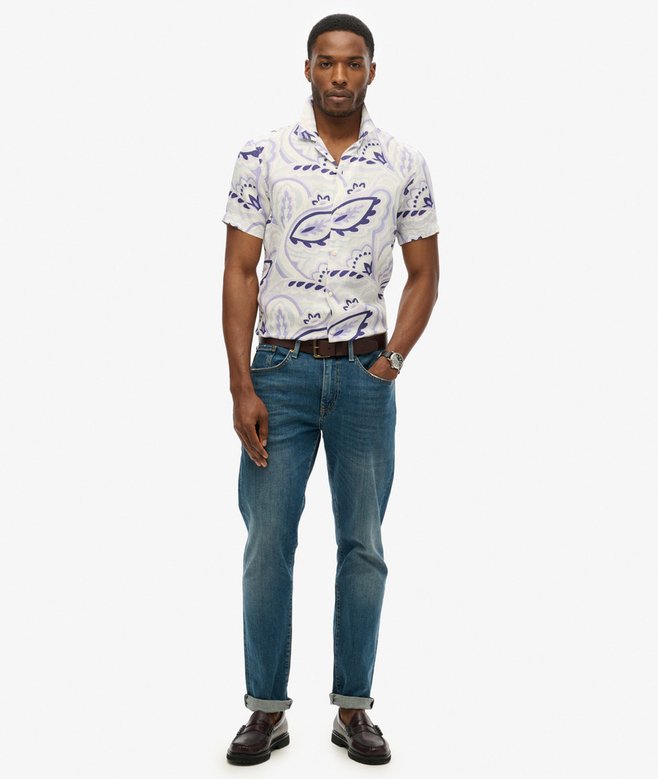 Superdry Open Collar Printed Linen Shirt