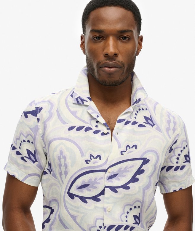 Superdry Open Collar Printed Linen Shirt