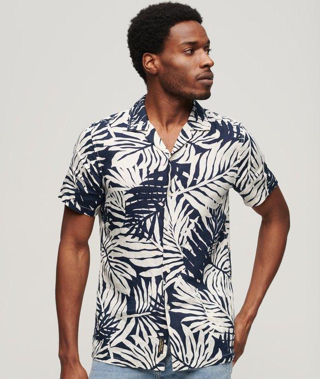 superdry Open Collar Printed Linen Shirt