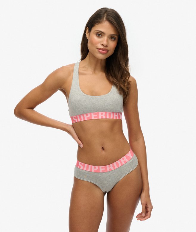 superdry Organic Cotton Large Logo Crop Bralette