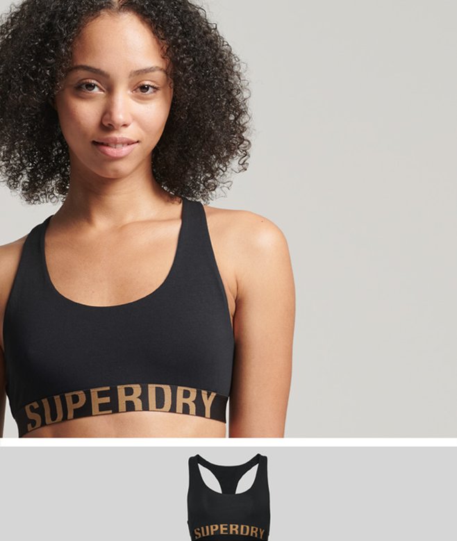 superdry Organic Cotton Large Logo Crop Bralette