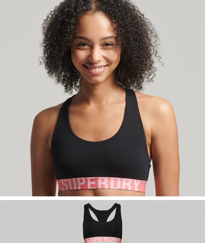 superdry Organic Cotton Large Logo Crop Bralette