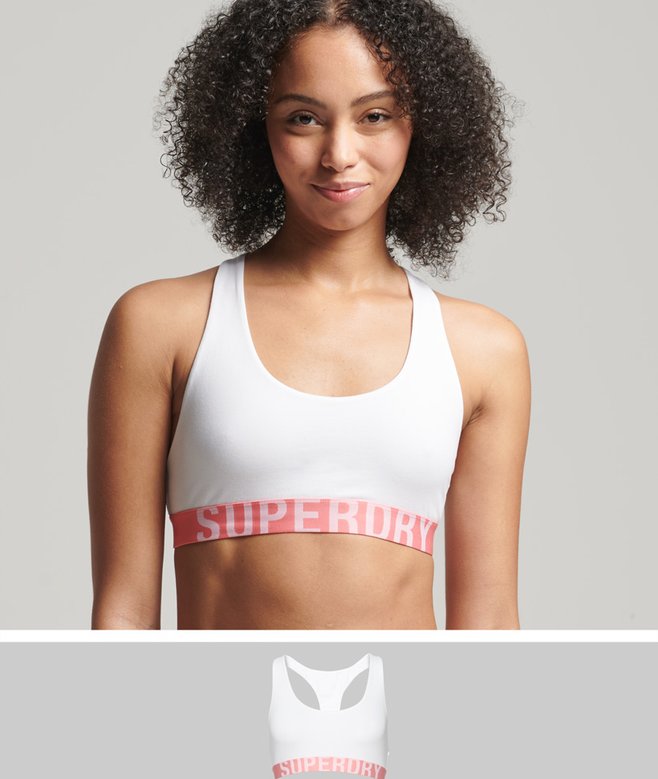 superdry Organic Cotton Large Logo Crop Bralette