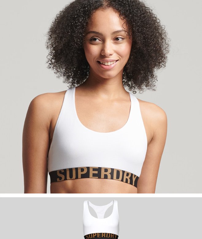 superdry Organic Cotton Large Logo Crop Bralette