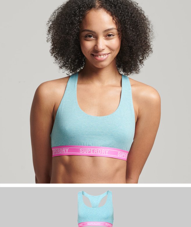 superdry Organic Cotton Multi Logo Crop Bralette