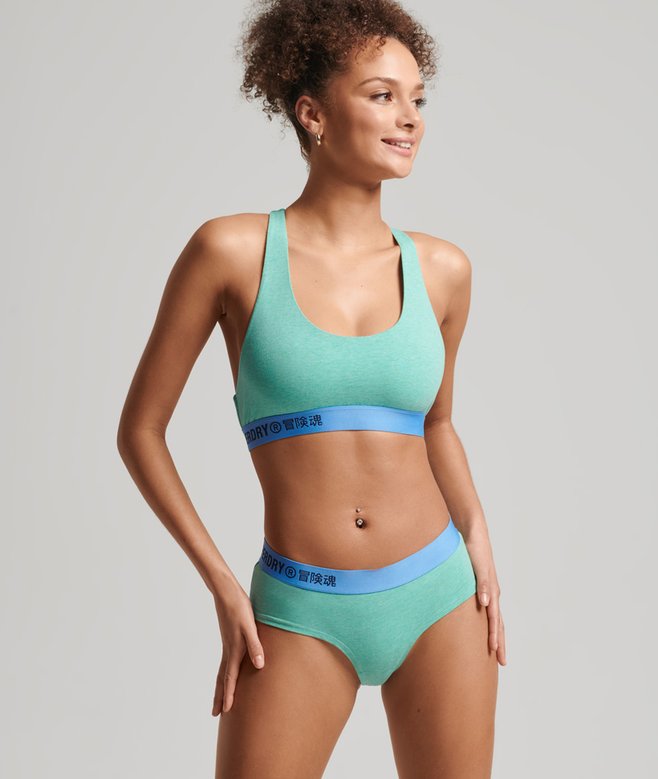 Superdry Organic Cotton Offset Logo Crop Bralette