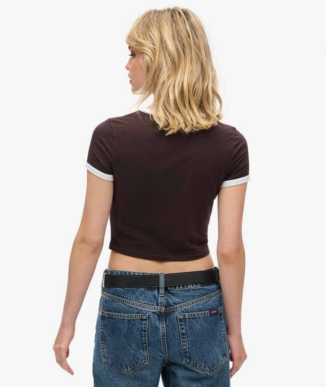 Superdry Organic Cotton Ringer Crop T-shirt