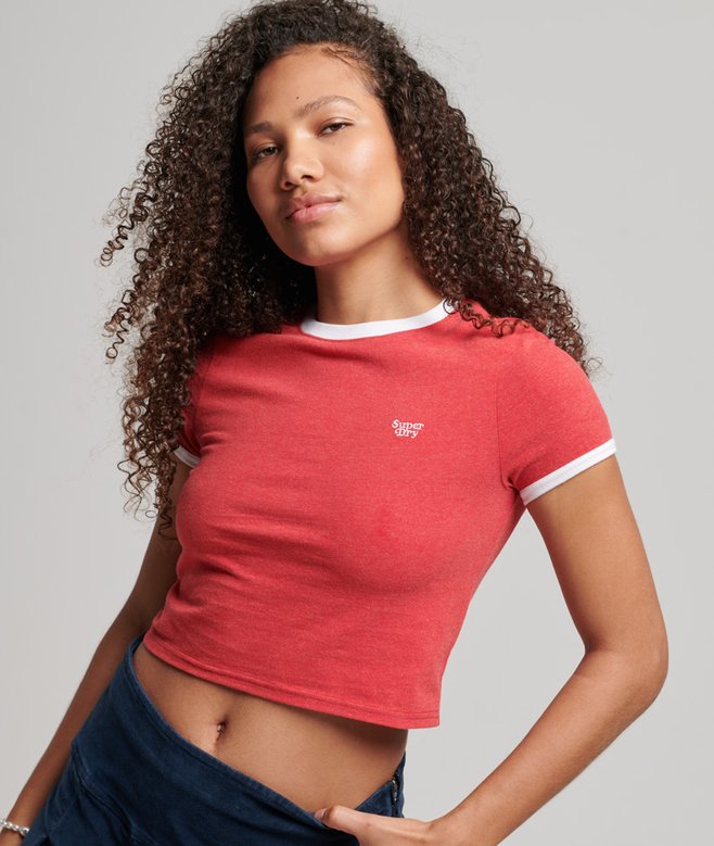 superdry Organic Cotton Ringer Crop T-shirt