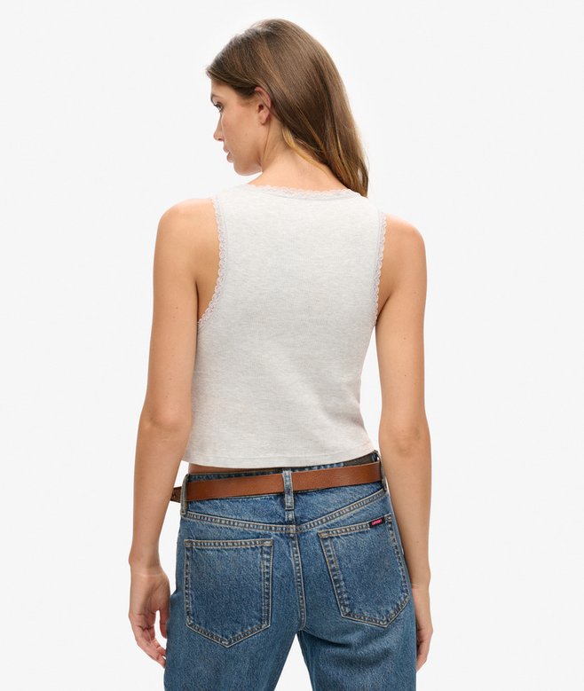 Superdry Organic Cotton Vintage Lace Trim Vest