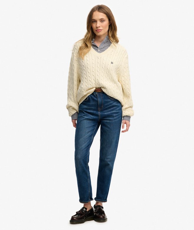 Superdry Oversized V Neck Cable Jumper