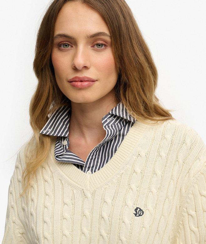 Superdry Oversized V Neck Cable Jumper