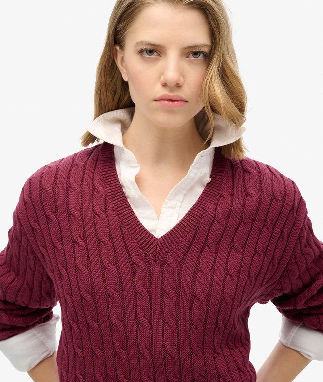 Superdry Oversized V Neck Cable Jumper