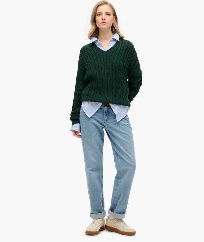 Superdry Oversized V Neck Cable Jumper