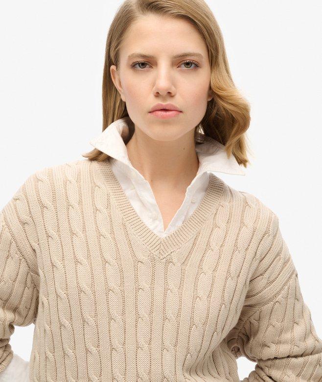 Superdry Oversized V Neck Cable Jumper