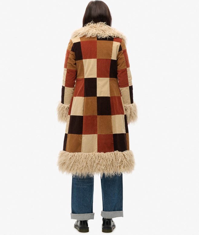 Superdry Patchwork Long Afghan Coat