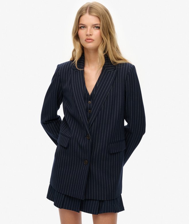 superdry Pinstripe Boyfriend Blazer