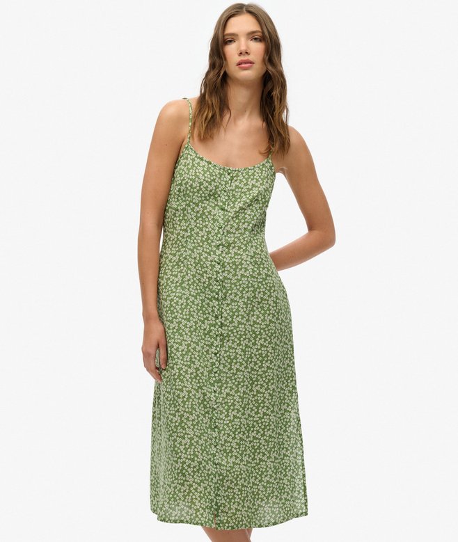 Superdry Printed Button-Up Cami Midi Dress