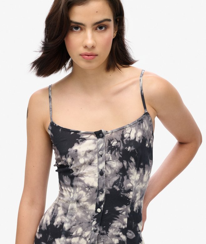 Superdry Printed Button-Up Cami Midi Dress