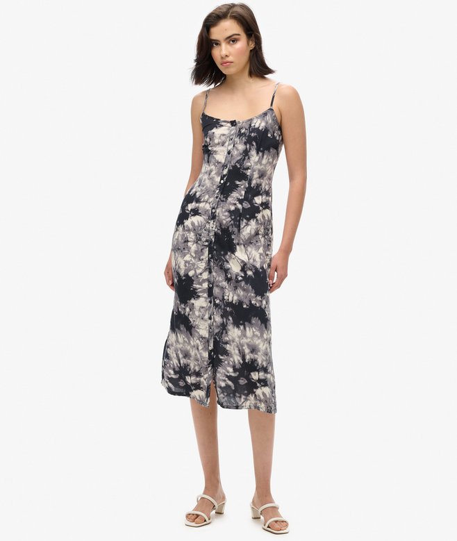 superdry Printed Button-Up Cami Midi Dress