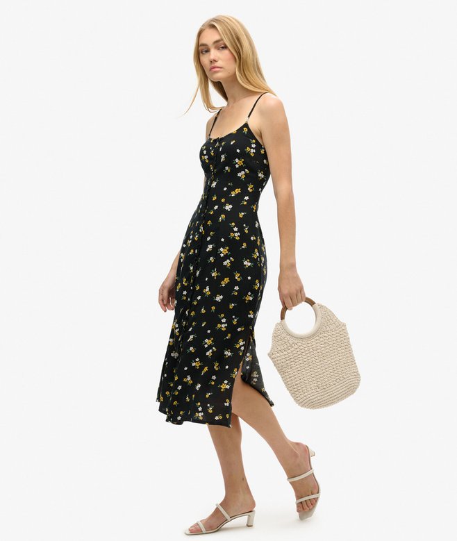 Superdry Printed Button-Up Cami Midi Dress